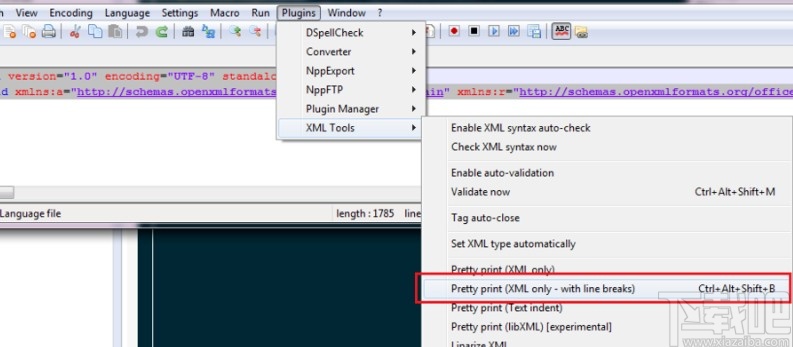 notepad++格式化xml文件的方法