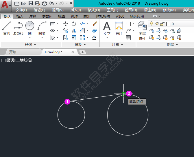cad2018切线怎么画