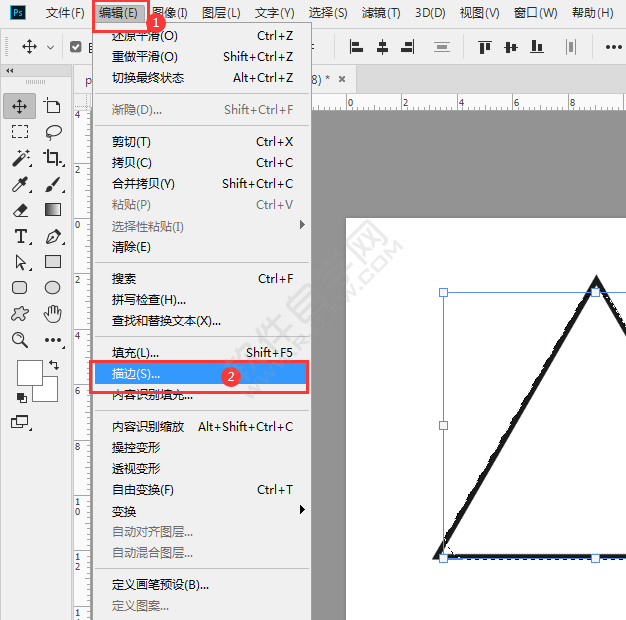 ps里怎么把三角形改成圆角