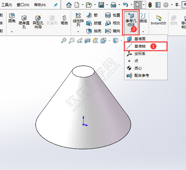 solidworks怎么用点和面创建基准轴