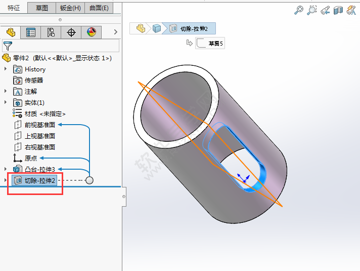 solidworks更改拉伸切除