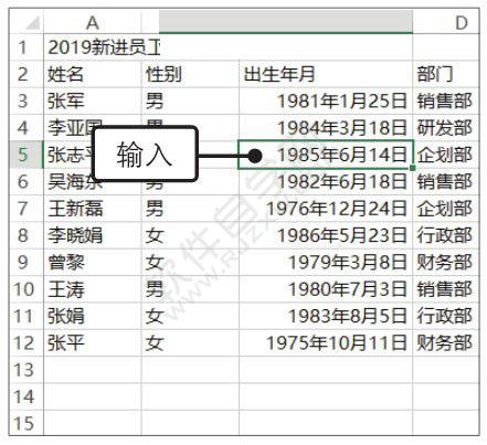 Excel2019制作新员工名单并格式化表格