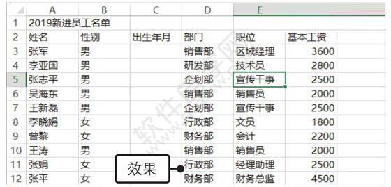 Excel2019制作新员工名单并格式化表格