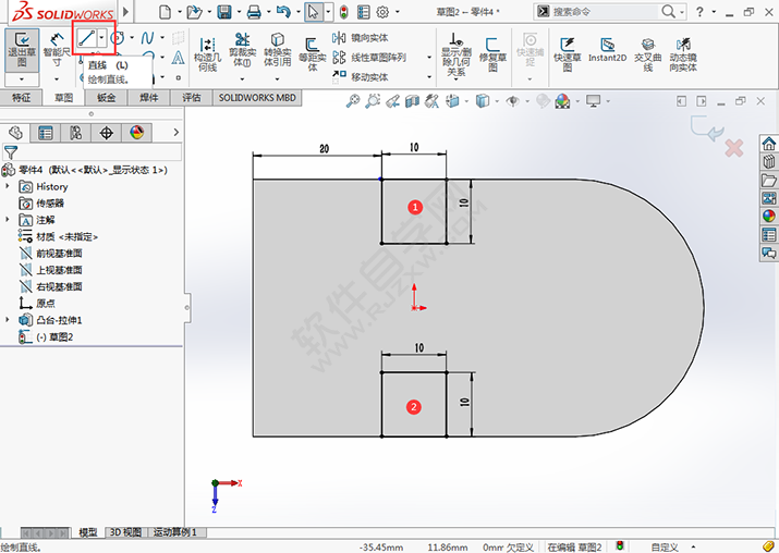 solidworks怎么完成拉伸切除与圆孔插入