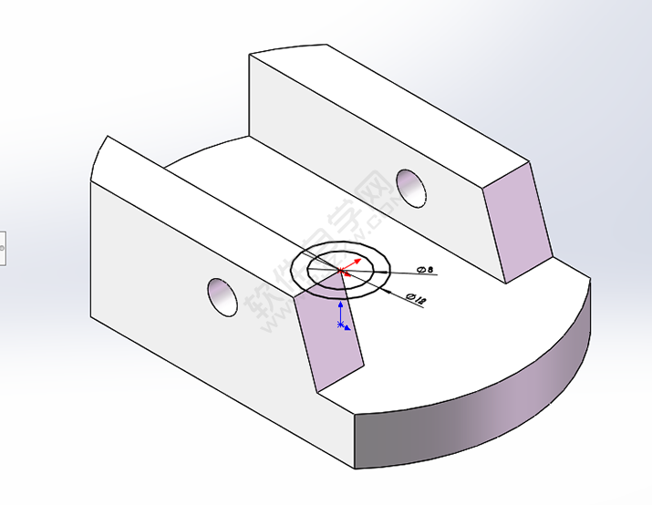 solidworks给零件开半圆糟口的方法