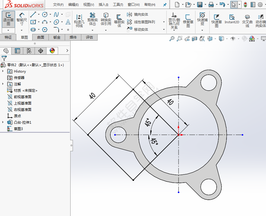 solidworks利用圆周阵列创建零件