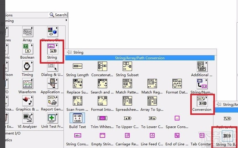 labview将字符串转换为数组的方法