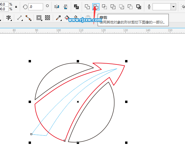 Coreldraw软件绘制圆与箭头组合的LOGO