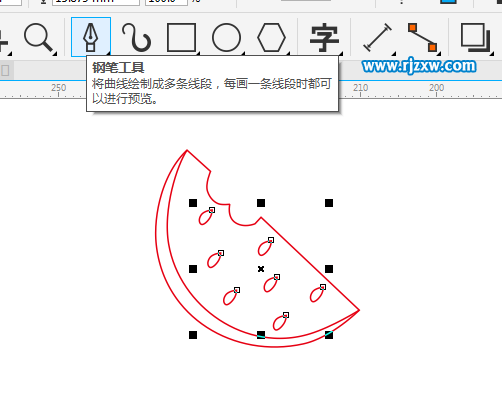 西瓜简笔画怎么用CDR绘制