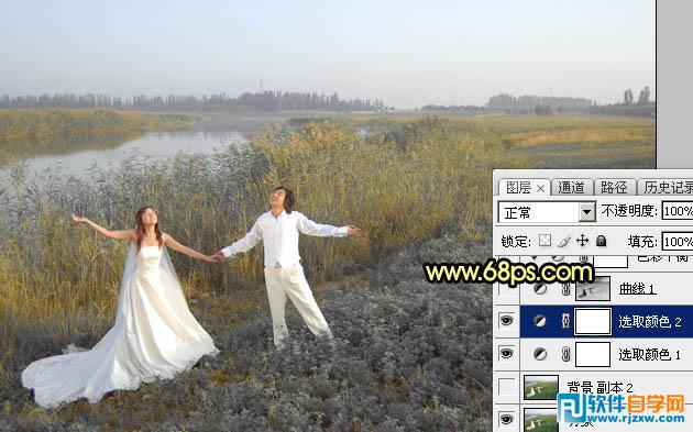 教你怎么用Photoshop给情侣婚纱照调些唯美的晨曦