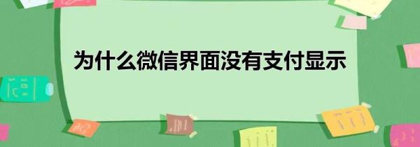 为什么微信界面没有支付显示